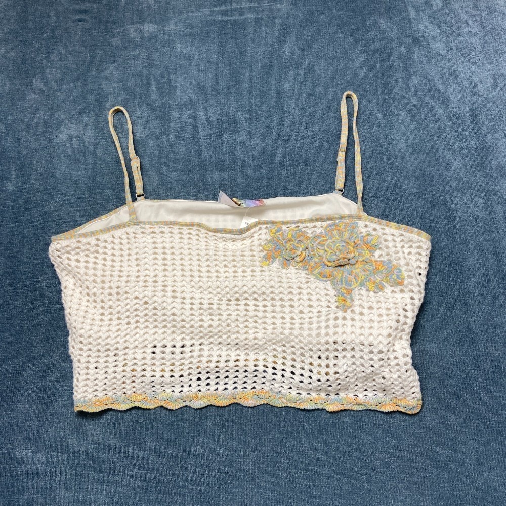 Abercrombie & Fitch Crop Camisole Top Womens 2XL White Crochet Spaghetti Strap